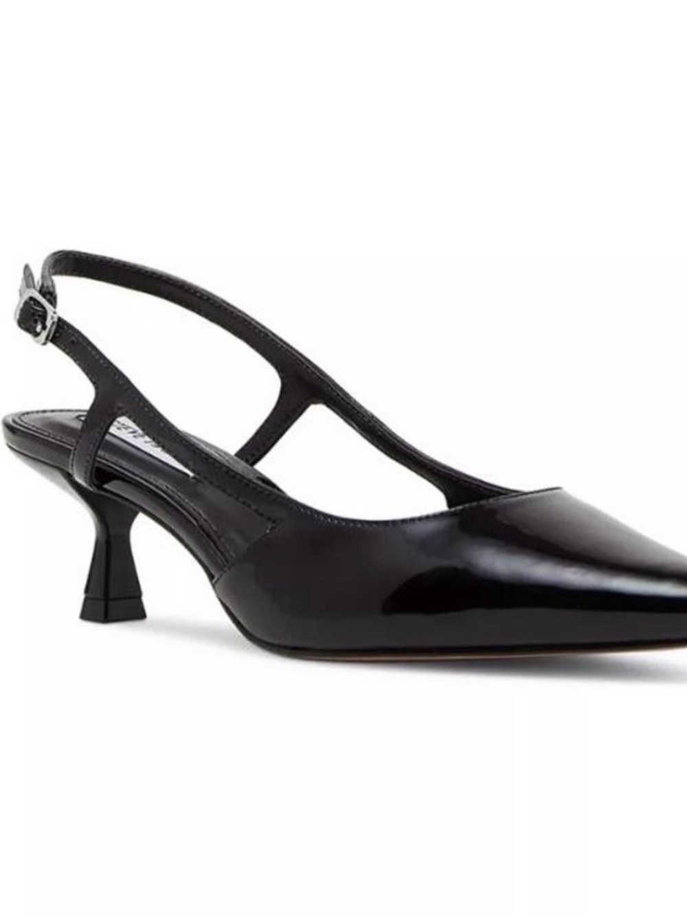 Steve Madden Black Patent Slingback Kitten Heel